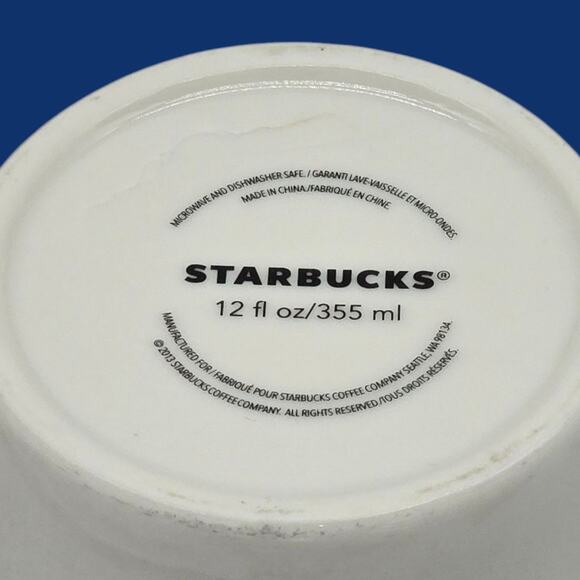 Set of Two 12oz White Starbucks Coffee Cup Mugs 2008 and 2013 (New Bone China) - Picture 15 of 16
